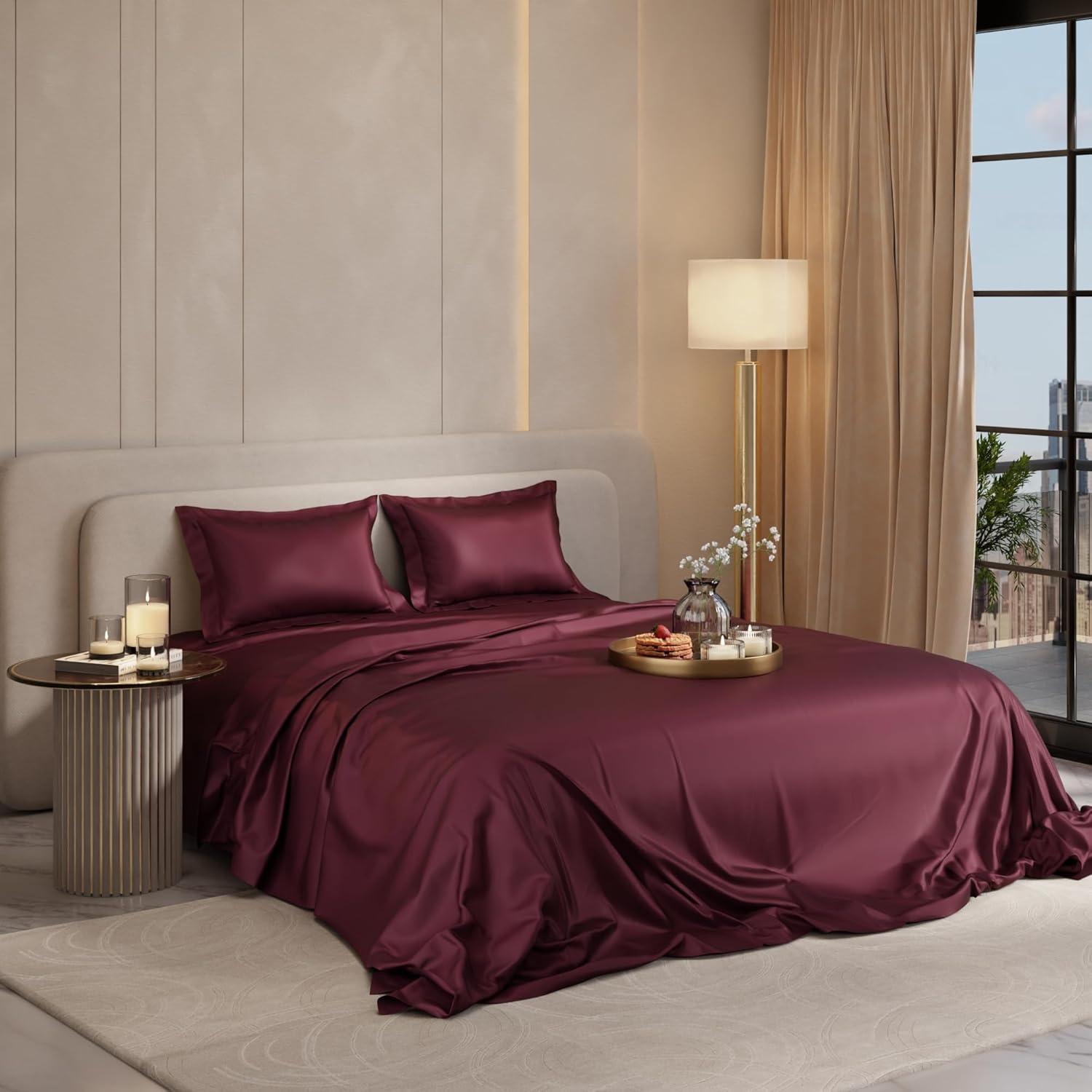 Velvet Wine Flat Bedsheet Set